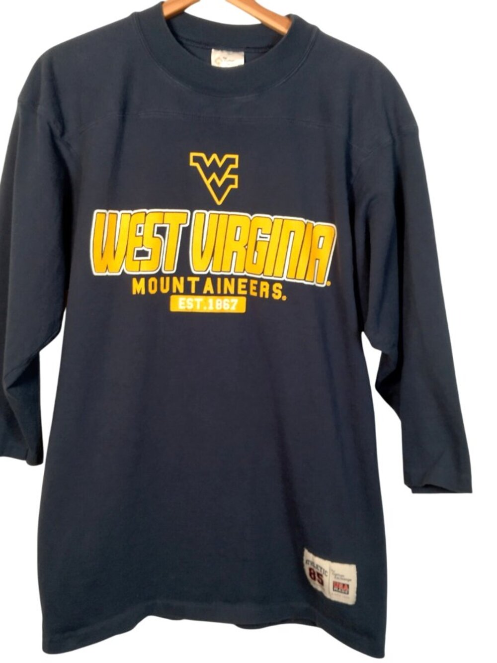 Vintage WVU Mountaineers Shirt M West Virginia University Single Stitch Blue